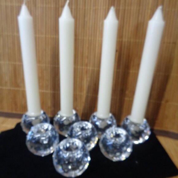 8 Small Glass Candle Holders Round for Taper Candlestick Holders Elegant - Picture 6 of 12